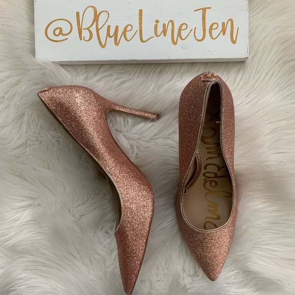 Sam Edelman Shoes - Rose Gold Sparkle Glitter Stilettos